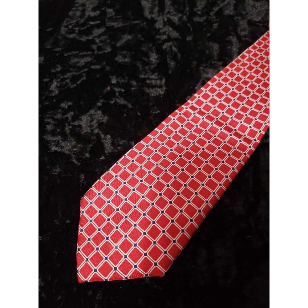 Chaps Check Neck Tie Mens Red Blue White Handmade Silk Career Wear